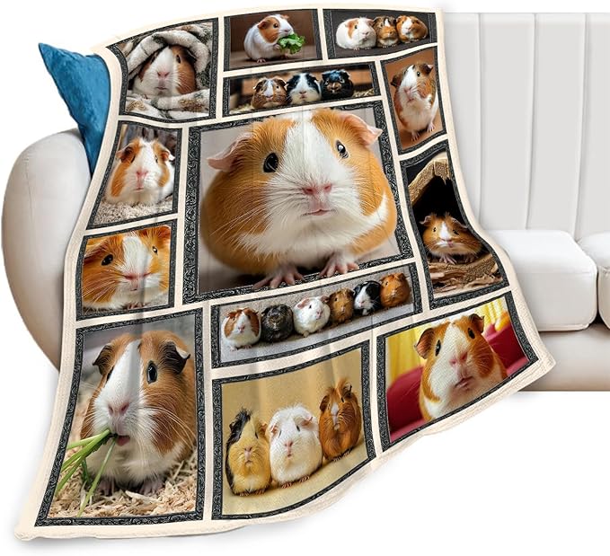 Guinea Pig Blanket Cute Animal Throw Blankets Gifts for Girls Boys Kids Guinea Pig Lover Soft Cozy Fleece Plush for Couch Sofa Bed 80"x60"