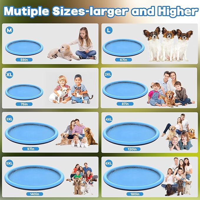 67 inch Non-Slip Splash Pad for Kids and Dog, Thicken Sprinkler Pool Summer Outdoor Water Toys, Extra Large Backyard Wading Pool for Children Boys & Girls or Pet Dog (Blue)