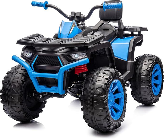 12V Kids 4 Wheeler ATV, 2-Seater Electric ATV Four Wheeler for Big Kids with Bluetooth, 14.4" Big Wheels - Blue