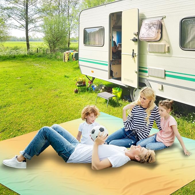 Beach Blanket Waterproof Sandproof Beach Mat 79" X 83"/10'x9'for 2-8 Adults Quick Drying Outdoor Picnic Mat Beach Accessories for Travel, Camping, Hiking