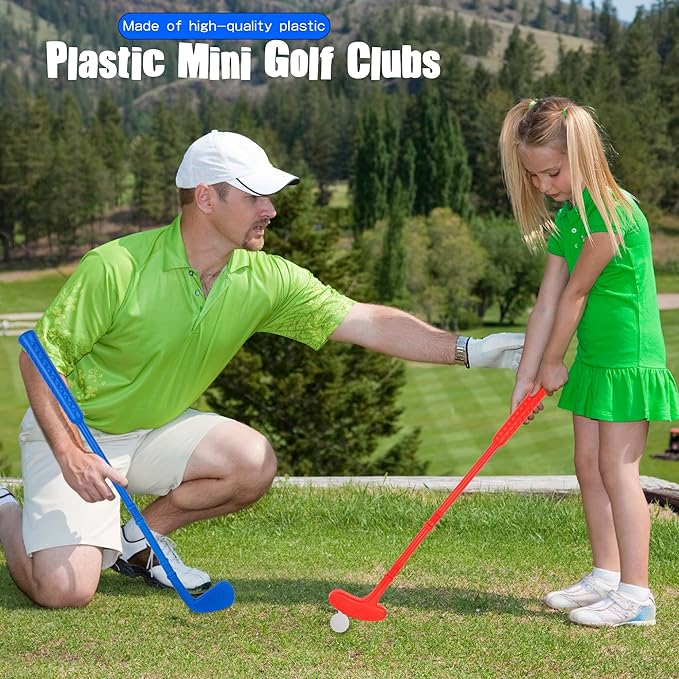 36 Pcs Toddlers Golf Set Plastic Mini Golf for Kids Include 12 Golf Clubs and 24 Balls for Indoor Outdoor Christmas Birthday Party Gifts, 3 Colors