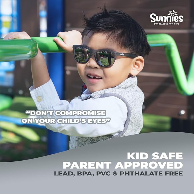 Sunnies Shades Kids Sunglasses, Toddler Sunglasses - Polarized UVA and UVB Protection, Anti-Slip Frame for kids.