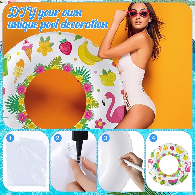 6 Pcs Inflatable Pool Float White Swimming Ring Pool Floats Adult Inflatable Tube Toy for Man Women Summer Vacation Beach River Bachelorette Wedding Party Supplies