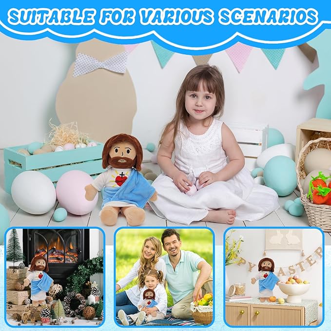 13" Jesus Plush Toy Heart of Jesus Plushie Savior Stuffed Doll for Church Sunday School Religious Easter Gift for Children Kids