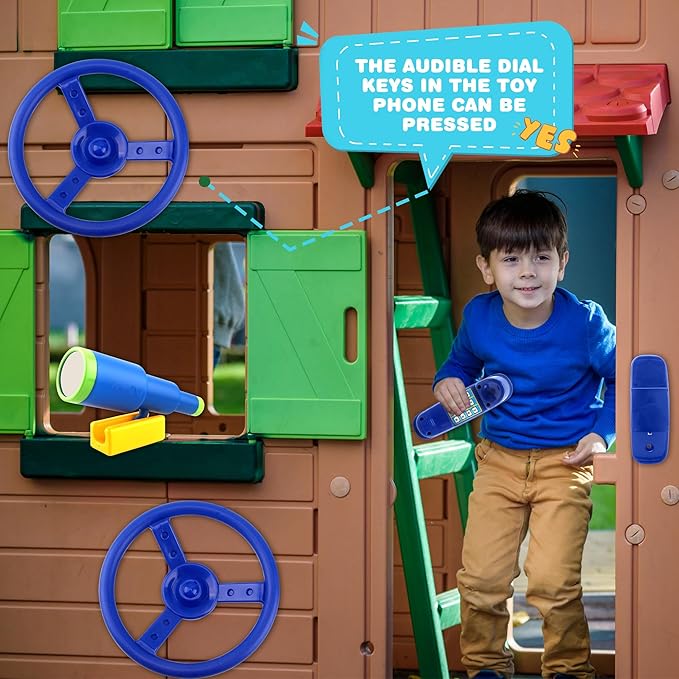 Playground Accessories Swingset Steering Wheel Plastic Telescope Telephone Swingset Phone Toy for Kids Outdoor Playground Backyard Treehouse