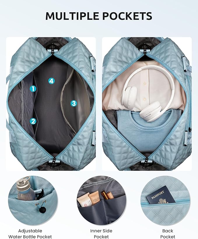 Birthday Gifts for Women-Initial Duffle Bag, Personalized Monogram Overnight, letter Travel Bag with Shoe Compartment and Makeup Bag