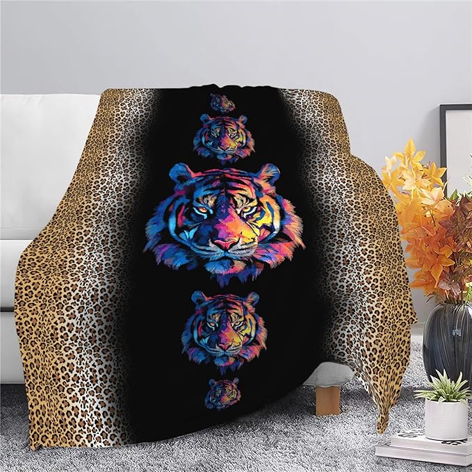 Tiger Throw Blanket Tiger Stuff Gifts for Kids Girls Boys Adults Women Men Soft Cozy Warm Plush Fluffy Fuzzy Fleece Blanket Decor 50''X60''