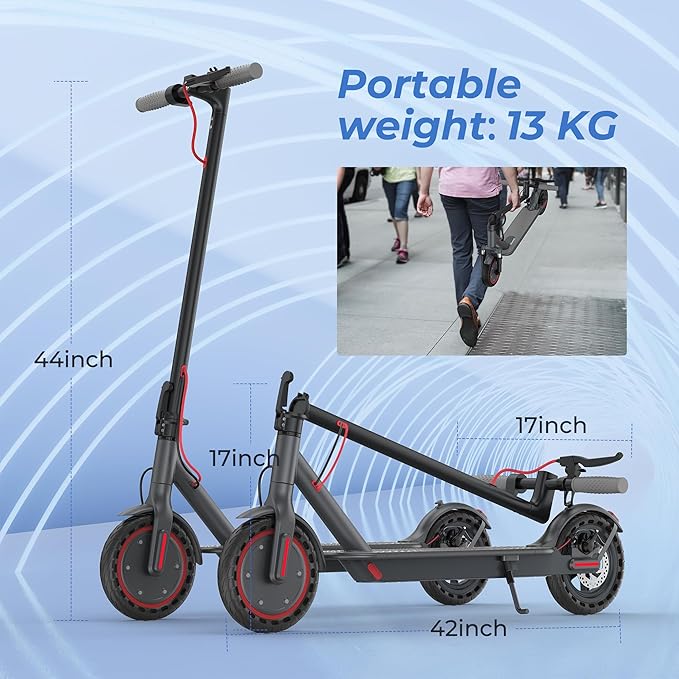 Electric Scooter - 8.5"/10'' Solid Tires, 350W/500W Motor, Up to 19-22MPH and 21-24Miles Long-Range Portable Commuting Scooter for Adults with Double Braking System and App