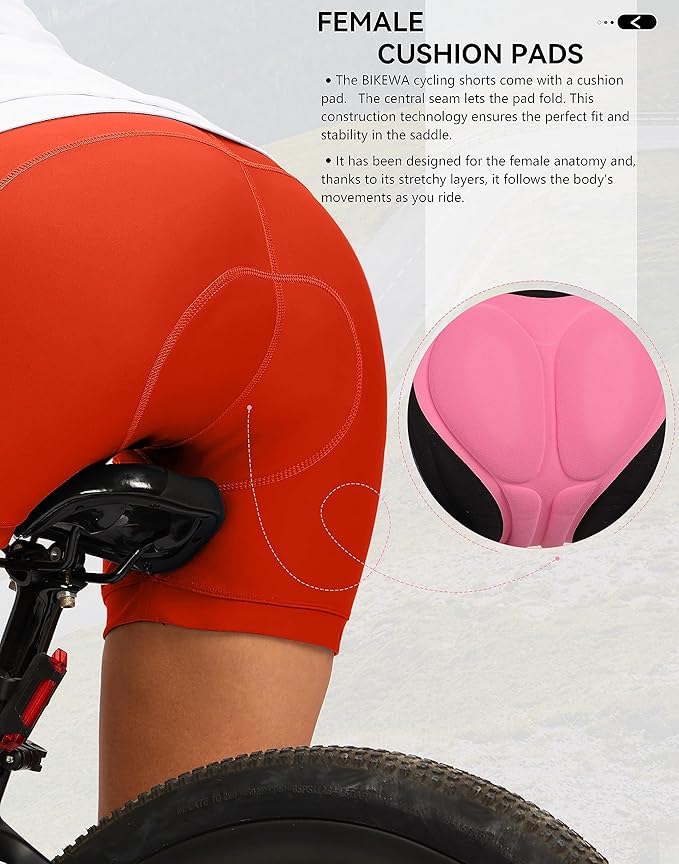 Women's 4D Padded Bike Shorts 5"/7" Riding Underwear Cycling Bicycle Road Biking Cycle Shorts for Women Zipper Pockets