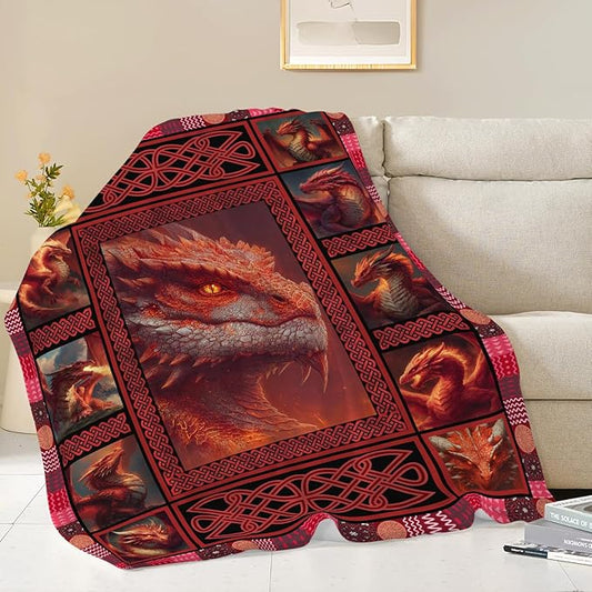 Dragon Throw Blanket Dragon Stuff Gifts for Kids Girls Boys Adults Women Men Soft Cozy Warm Plush Fluffy Fuzzy Fleece Blanket Decor 50''X60''