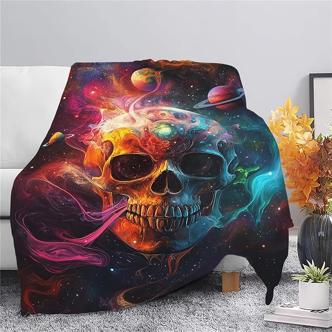 Skull Blanket Skeleton Throw Blanket Gifts for Women Girls Men Boys Kids Adults Super Soft Cozy Plush Fluffy Fuzzy Fleece Blanket Decor 40''X50''