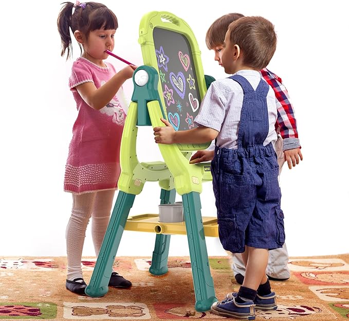 Easel for Kids, Toddler Art Easel Adjustable Standing, Magnetic Double Sided Easel with Painting Accessories Gift for Boys and Girls (Green)