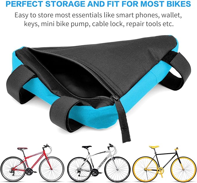 Bike Triangle Frame Bag - Bicycle Cycling Storage Triangle Top Tube Front Pouch Saddle Bag for Road and Mountain Bikes
