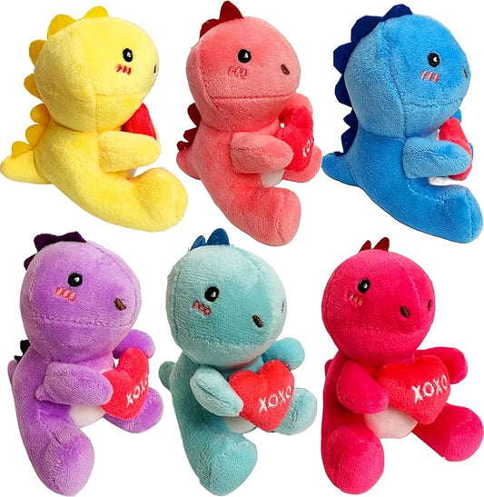 6PCS Cute Dinosaur Plush Toys,Dino Stuffed Animals, Exchange for Boys Girls Toddlers Class Classroom School Christmas Stuffer