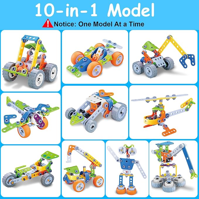 10 in 1 STEM Toys for 4 5 6 7 8+ Year Old Boy Girl Birthday Gifts Building Toys for Kids Ages 4-8 5-7 6-8 Educational Learning Stem Activities for Boys 3-5 4-6 8-10 Creative Games Christmas Idea Gift