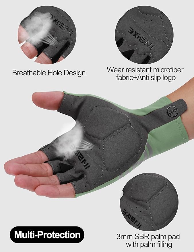 INBIKE Cycling Gloves for Men Women, Breathable Bike Gloves Lightweight Half Finger Biking Glove Mountain Road Bicycle