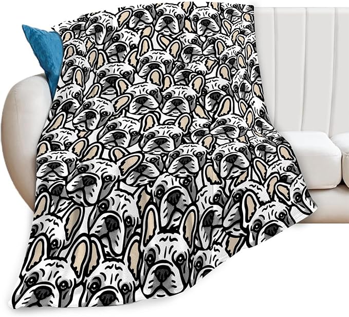 Boston Terrier Throw Blanket French Bulldog Frenchie Puppy Stuff Gifts for Dog Lover Kids Girls Boys Adults Women Men Soft Cozy Warm Plush Fluffy Fuzzy Fleece Blanket Decor 60''X80''