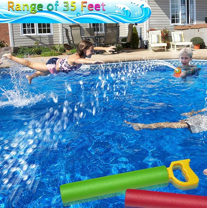 Water Squirter for Kids-6 Pack 35ft Range Water Shooter Water Blaster for Kids Foam Pool Water Gun Cannon for Boys Girls Adults Summer Fun in Swimming Pool, Beach