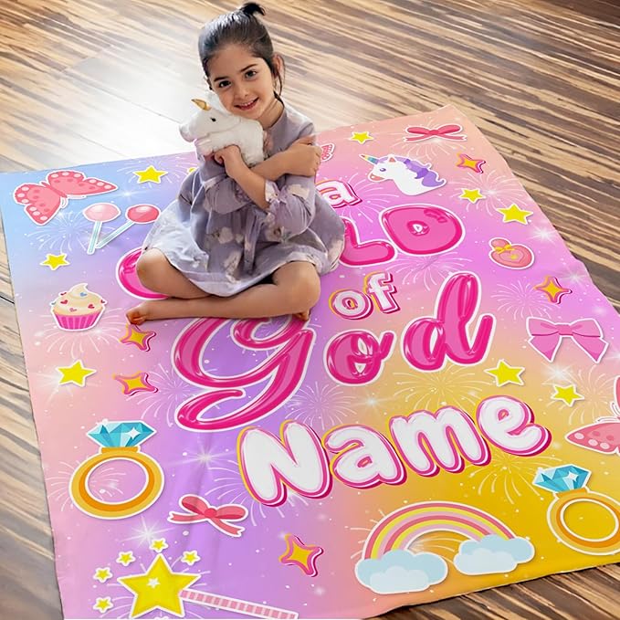 Personalized Blanket for Girls, Christian Throw Blanket Gifts for Kids Teens, 50"x60" Pink Cute Custom Flannel Blankets for Girl Lightweight Throws for Couch Sofa Bed Decor, Christian Gift Ideas