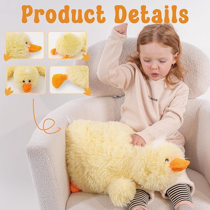 24" Yellow Duck Stuffed Animals, Soft Duck Plush Toys, Ducking Stuffed Animal, Fluffy Stuffed Animals, Cute Farm Plush Toy for Kids Adults Pets on Birthday Christmas