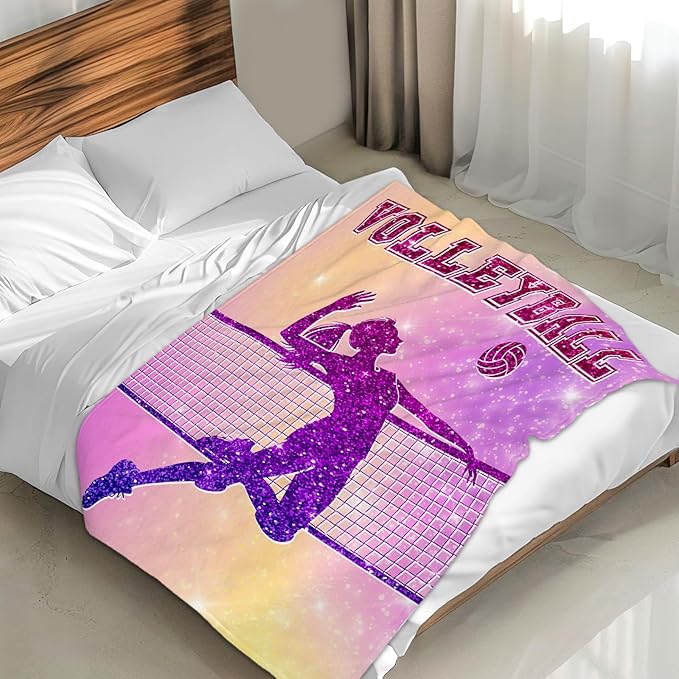 Volleyball Blanket Gifts for Girls- 30x40 Inches Sport Throw Blanket for Babies Kids- Pink Soft Fuzzy Nap Blankets for Couch Sofa- Volleyball Lovers Gifts