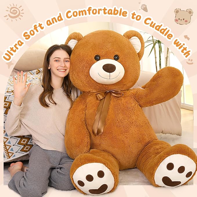 MorisMos Giant Teddy Bear Stuffed Animal 5ft, Large Life Size Big Teddy Bear Plush Gifts for Wife, Girlfriend, Women on Valentine, Christmas, Baby Shower