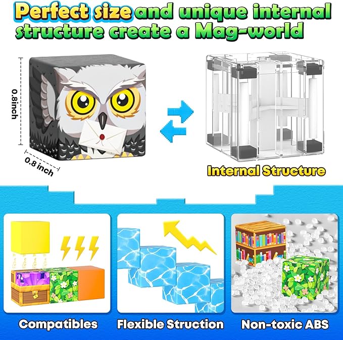 150PCS Magnetic Blocks - Mine Magnet World Building Toys for Kids Ages 5-7 6-8 8-12, STEM Magnetic Building Blocks Kids Sensory Toys Games, Present for 3+ Year Old Boys and Girls