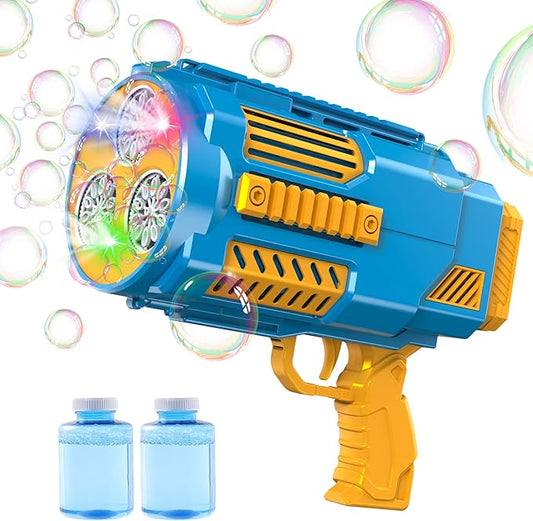 Upgraded Bubble Machine Gun, Built-in Solution, Automatic Blower, 8000+ Bubbles Per Minute for Kids Adults Maker Halloween Toys Indoor Outdoor Wedding Birthday Party - Blue