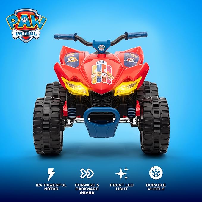 Paw Patrol - 12V ATV Ride On Toy, Adventure-Ready Vehicle for Young Fans, Durable Construction for Outdoor Use (Red)