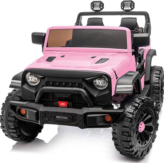2 Seater Ride on Car Toy, 24V 4WD Electric Car for Kids 4-8 with Remote Control, 4x200W Motors, Capacity 150 lb - Light Pink