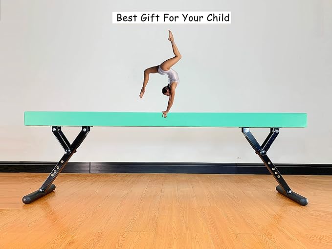 Adjustable Balance Beam 8 ft Gymnastic Beam Adjustable Height for Kids and Teenage of All Gymnastic Levels, Gymnastic Training Beam Gymnastic Equipment for Athlete Home and Gym Club Use