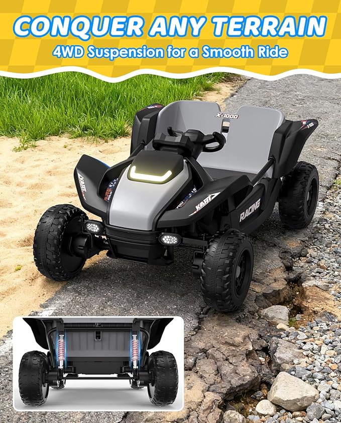 24V Ride On Toys for Big Kids, 24V 2 Seats, 4WD Ride on Car w/Remote Control, OP70 Electric Car with Multimedia Including Music, Story, Wireless Connection, Ideal Gift for Xmas & Birthday