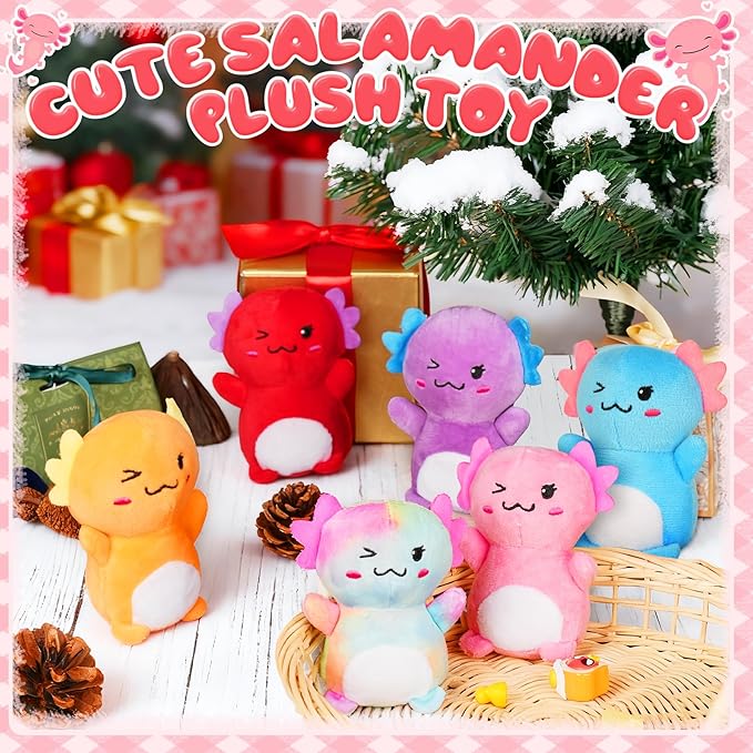 12Pcs Mini Axolotl Stuffed Animal,Bulk Axolotls Plush Party Favors Small Axolotl Plushies Gifts Ornament for Birthday,Christmas Stock Stuffer for Kids Girls Boys Xmas Gifts Classroom Rewards