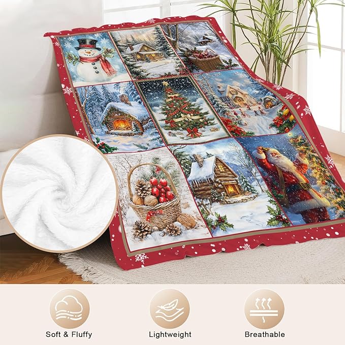 Christmas Snowman Blanket for Women, Snowman Decor Fleece Blanket Gifts for Boys Girls, Warm Cozy Soft Flannel Christmas Stuff for Bed Sofa Couch 60" x 50"