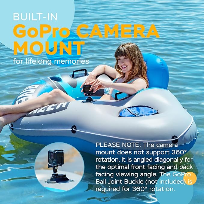 2025 New & Upgraded Sunlite Sports Heavy Duty River Tube Inflatable, Premium Water Float to Lounge Above Lake and River, Outdoor Water Raft Sport Fun, Recreational Use