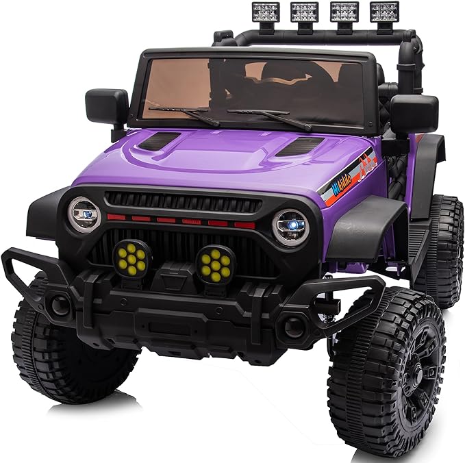 12V Ride on Electric Car, Kids Ride on Toy Truck for Toddlers 3-5 w/Remote Control, 3 Speeds - Purple
