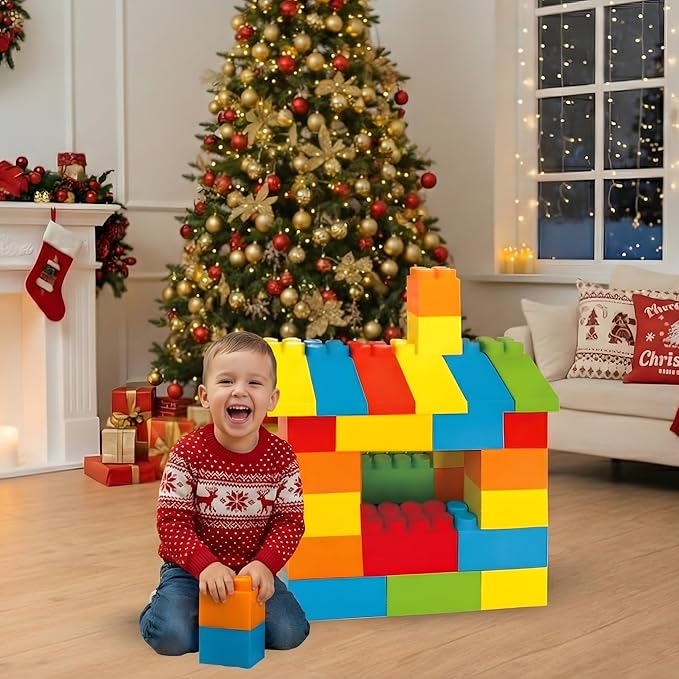 PLATPORTS 48-Piece Jumbo Big Building Blocks – Giant XL Large Plastic Blocks for Kids Ages 2–8, Indoor & Outdoor Construction Play Set
