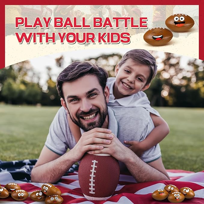 24 Pcs Mini Face Football Stress Ball for Boys Girls - Fidget Toys Bulk Foam Balls for Anxiety Relief - Party Favors, Birthday Gift Decoration