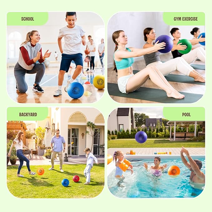 EVERICH Playground Balls Kickball, 6 or 12 Pack 8.5" Soft Dodgeballs Bouncy Rubber Kick Balls for Kids Adults Outdoor Indoor, 4 Square Ball School Yard Games Gift for Boys Girls 3-5 5-8 8-12 with Pump