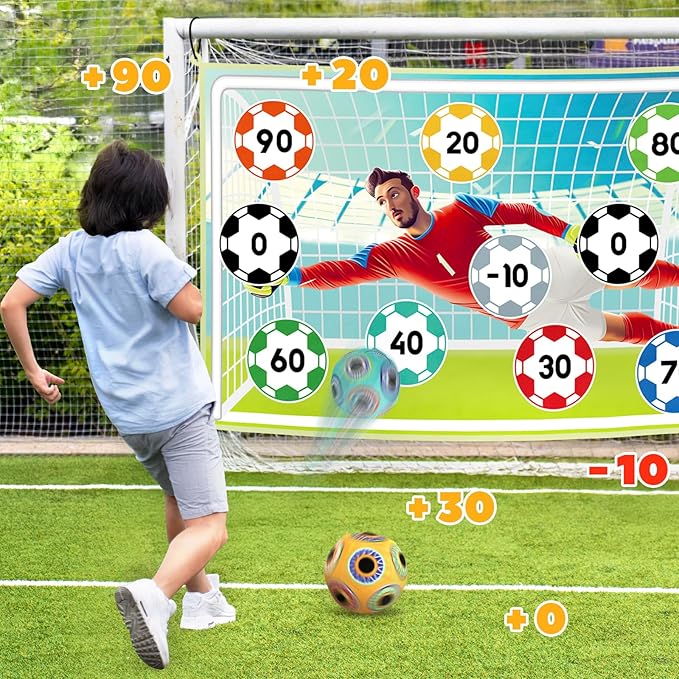 𝗫𝗔𝗪𝗔𝗖𝗔𝗛 Toy Soccer Ball Game Set for Kids ages 3-6, Indoor Outdoor Backyard Toss Soccer with 2 Sticky Balls & Foldable Fabric Goals, Football Sports Toy Gifts for 3 4 5 6 Years Old Boys Girls