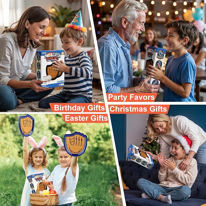 Aywewii Toss and Catch Ball Set Beginner Baseball Training Gloves Beach/Pool Toys Outdoor/Backyard Games for Toddlers and Kids Ages 3-8 Fun Gift for Boys and Girls (Dark Blue, 2 Paddles & 2 Balls)