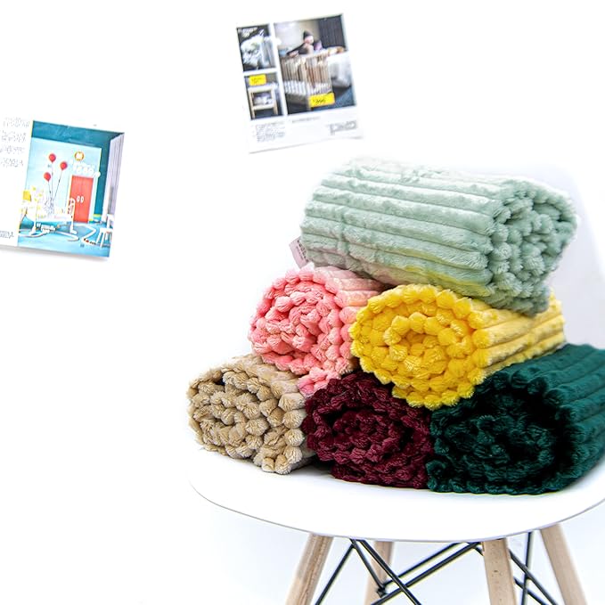 NTBAY Flannel Fuzzy Toddler Blanket, Fluffy Warm and Lightweight Reversible Stripes Design Baby Plush Blanket, 30x40 Inches, Dark Green