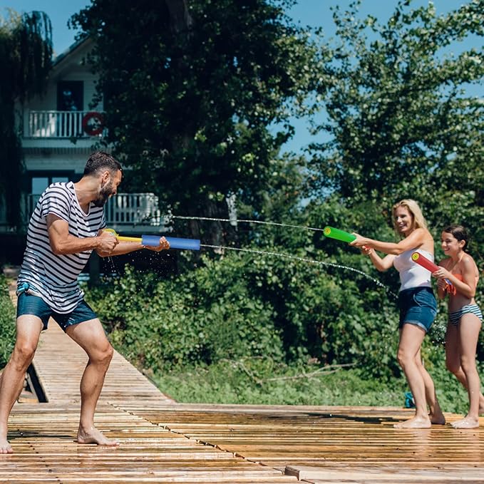4-Pack Water Blaster Soaker Guns Set,15'' Water Guns with Plastic Handle Outdoor Swimming Pool Beach Summer Fun Party Games