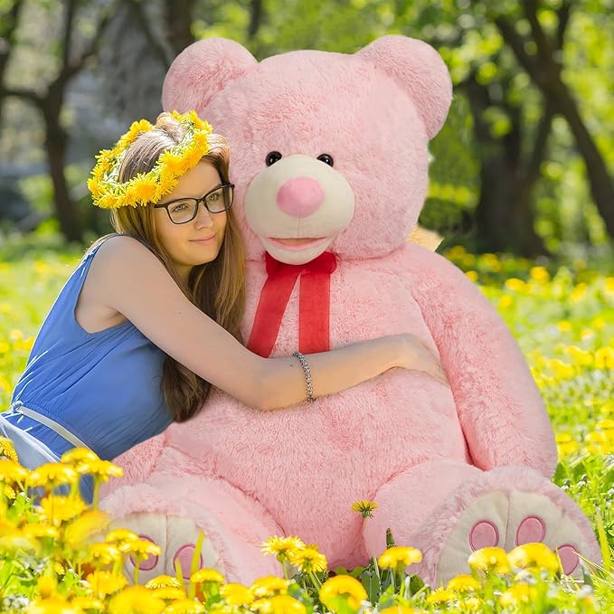 HollyHOME 5ft Giant Teddy Bear Stuffed Animal Huge Teddy Bear Plush with Big Footprints Valentines Gift 5 Feet Pink