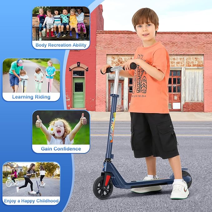 Caroma Electric Scooter for Kids Ages 6-14, 180W/150W Motor & 10 Mph, 85 Mins Ride Time, Adjustable Height & Speed, LED Display & Colorful Lights, Kids Electric Scooter, Best Gifts for Girls and Boy