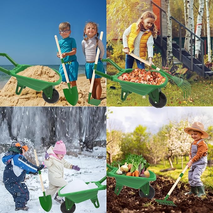 Kids Gardening Tools Outdoor Toys Set Backyard Play with Wheelbarrow Educational STEM Learning Pretend Toys Outdoor Indoor for Toddlers Kids Boys Girls