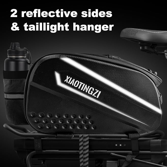 Bicycle Back Seat Bag, Double Layer Waterproof, Zipper, Bicycle Trunk Bag, 9.6L Capacity Waterproof Back Seat Carrier Cargo Bag with Straps and Rain Cover for Cycling