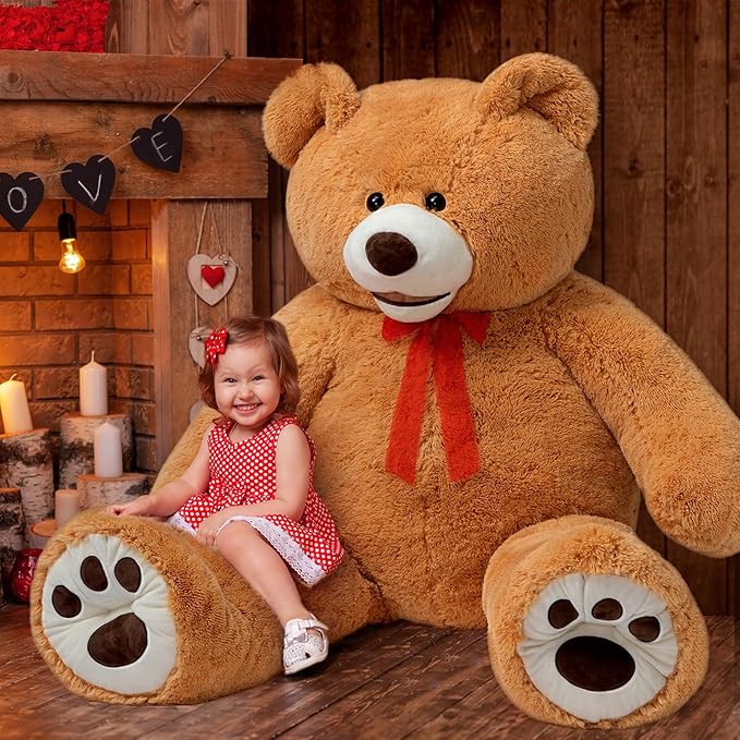 HollyHOME 6ft Teddy Bear Giant Teddy Bear Stuffed Animal with Embroidered Paws Holiday Valentine's Toy Gift for Girlfriend Kids 72 inches Brown