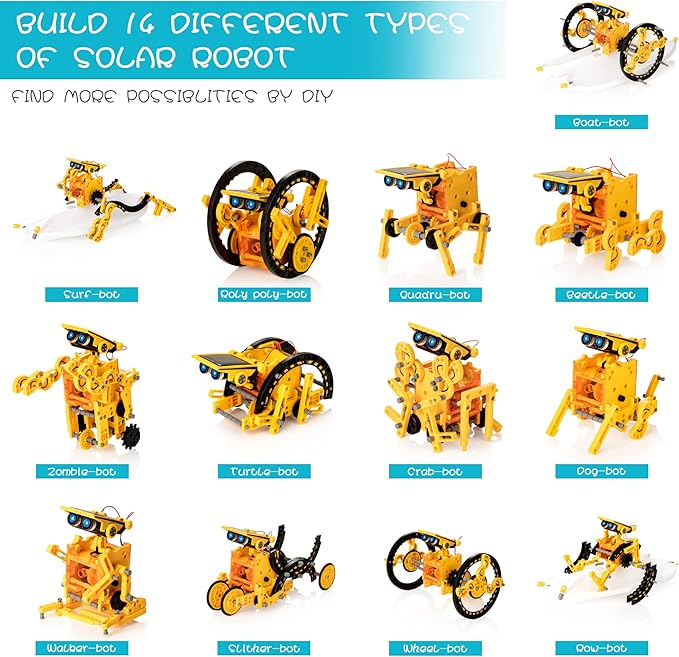 14-in-1 Solar Robot Kit, Stem Projects for Kids Age 8-12, Educational STEM Science Toy, DIY Solar Power Building Kit, Robotic Set Toys Gift for Boys Girls 8 9 10 11 12 Years Old