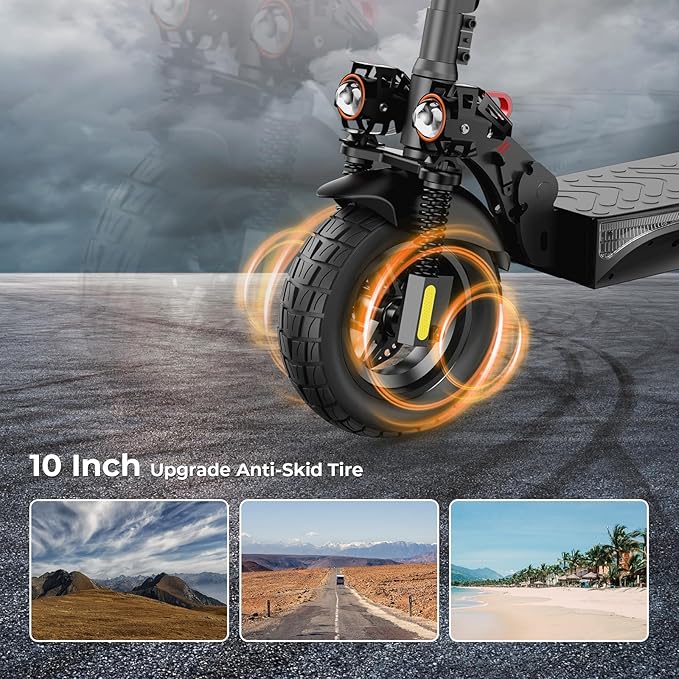 iScooter Electric Scooter, 10" Tires, 800W Motor E-Scooter Up to 25/28 Miles Range, Top Speed 24/28 MPH, Adjustable Handlebar Height, Folding Commuting Electric Scooter for Adults-(Optional Seat)